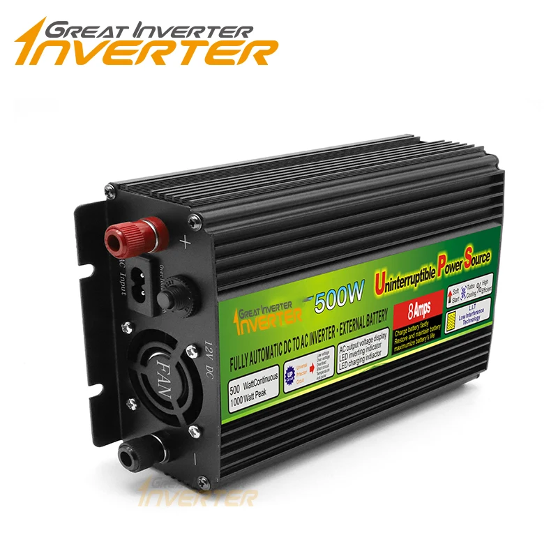 Imagem -03 - Fora da Grade Inversor com Carregador Máximo 1000w Ups Dc12v Ac110v 220v Modificado Inversor de Energia de Onda Senoidal com Função de Carga 500w