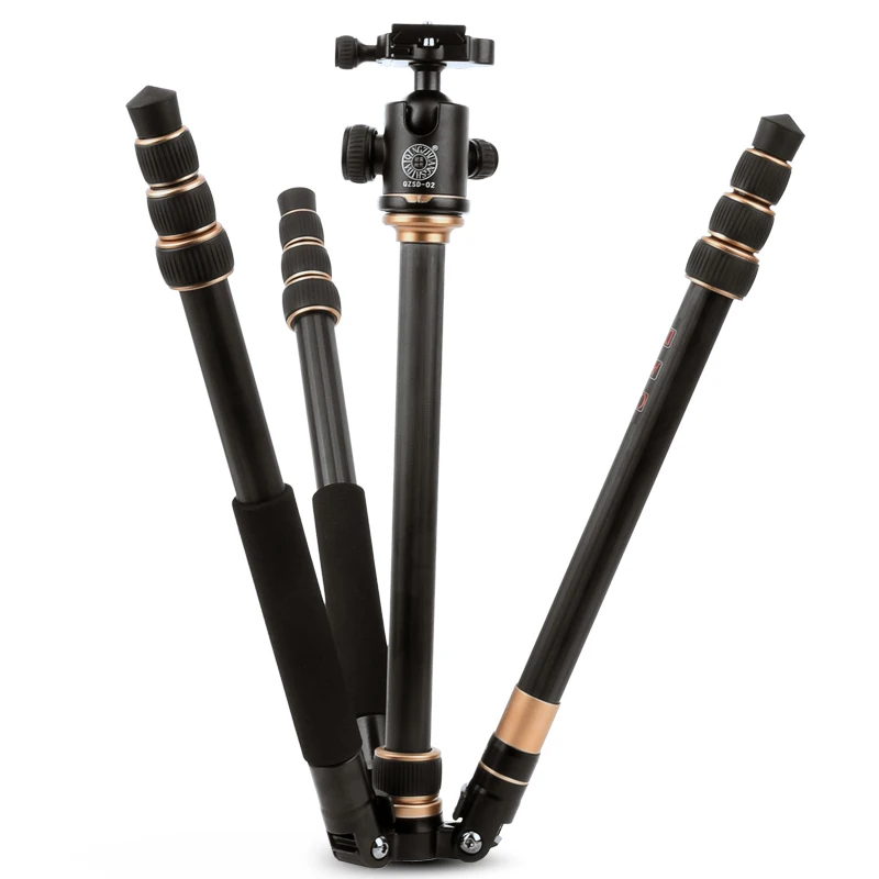 QZSD Q222C Compact carbon fiber photography equipment tripod stand for SLR camera tripod kit 62.8\