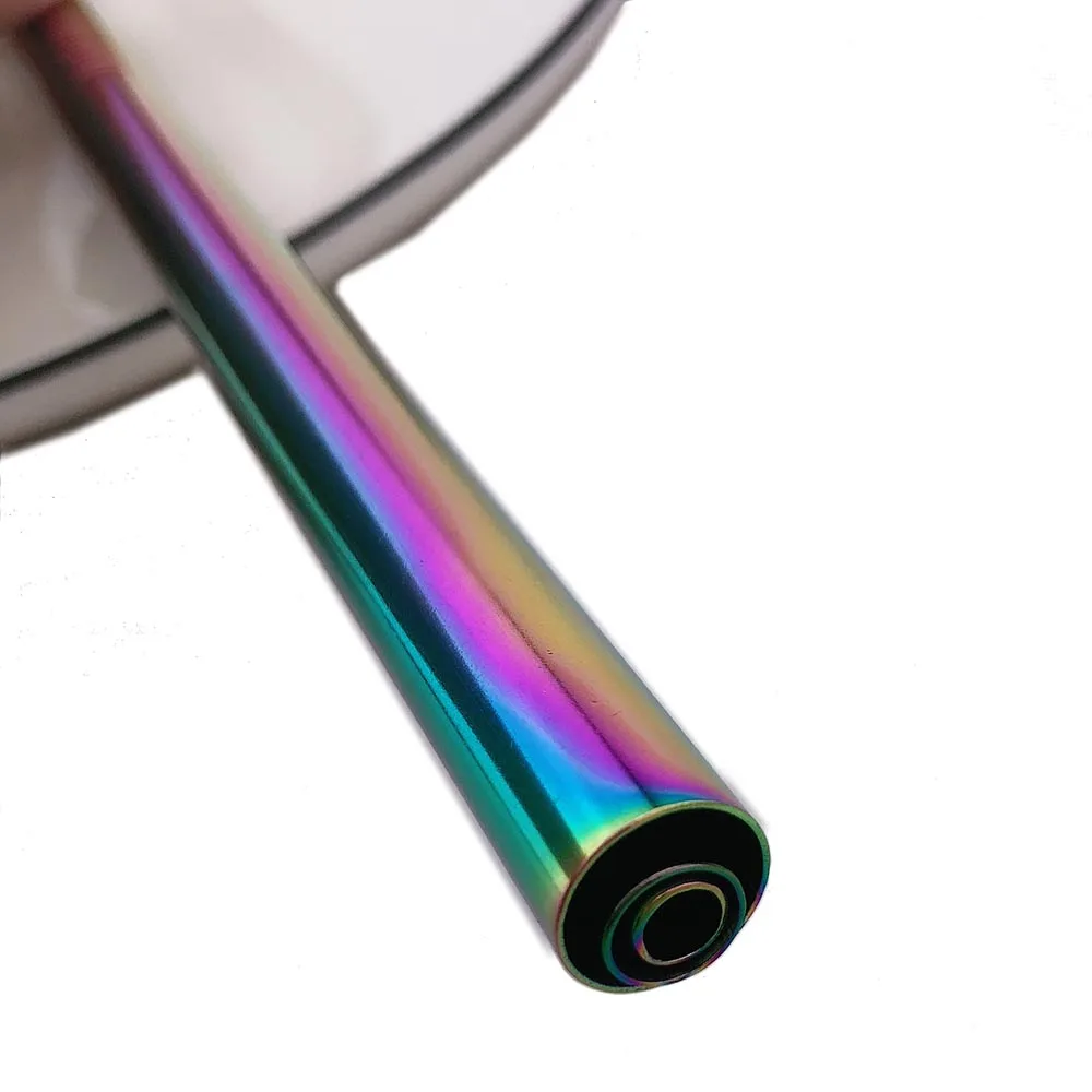 6/8/12*215mm Stainless Steel Rainbow Black Drinking Straw Reusable Straight Metal Straws Fruit Juice Milk Bar Accessories 1pc