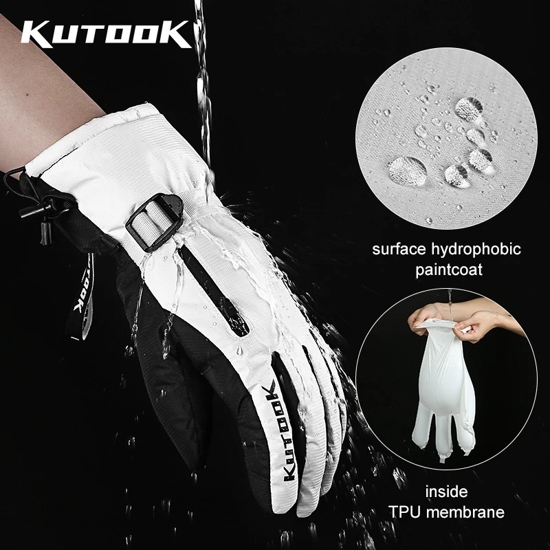 KUTOOK Skiing Gloves Winter Thermal Bicycle Cycling Snowboard Gloves Touchscreen Waterproof for Bike Motorcycle Ski Accessories