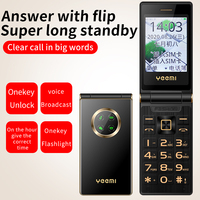 Unlock Cover Elderly Mobile Phone Large Push Button SOS Speed Dial Blacklist Torch Dual Sim Cards Long Standby Flip Cellphone