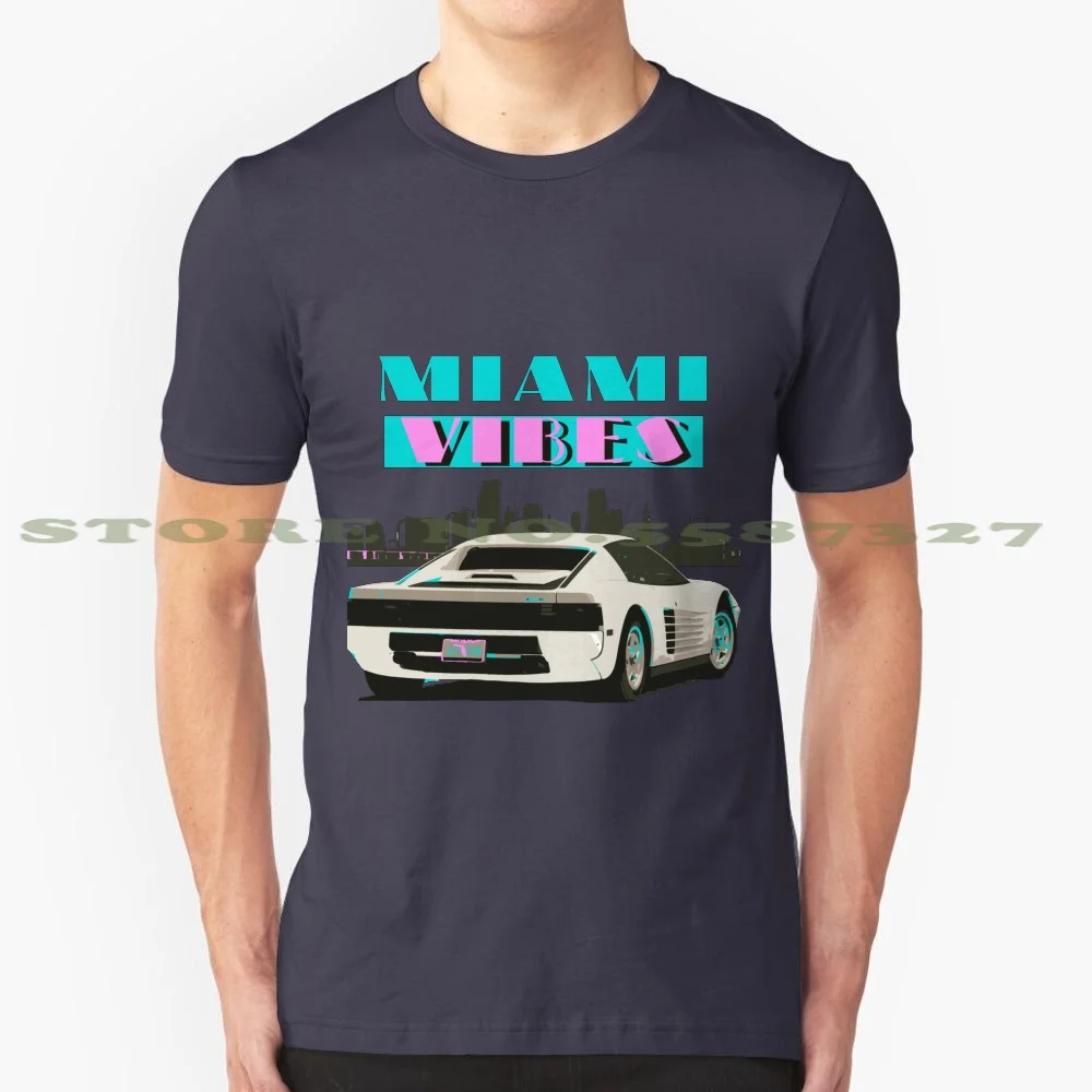 Miami Vibes 1986 Testarossa 100% Pure Cotton T-Shirt Nostalgic Movies Cars Florida Nostalgia1980S Miami Retro Vintage Vice