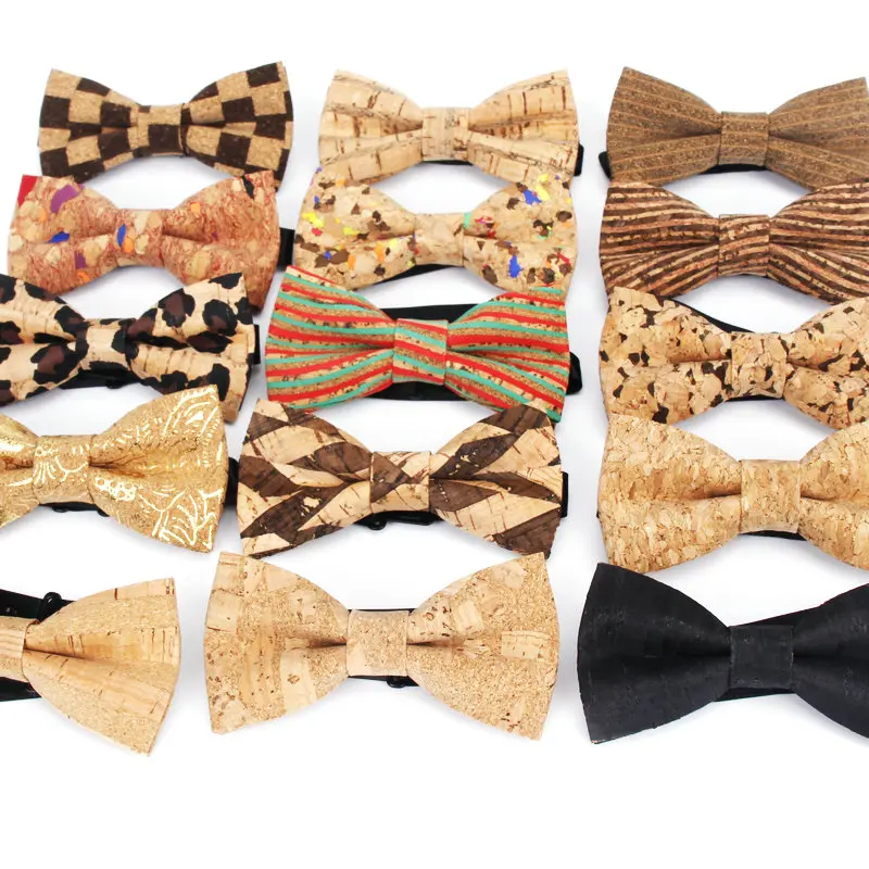 New Children Cork Wooden Fashion Bow Ties Kid Novelty Handmade Solid Neckwear for Kids Wedding Party Wood Gift Child Bowtie