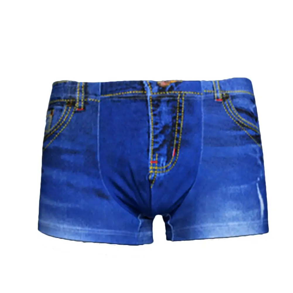 1pc Boxer Shorts Underpants man Men's Panties Men Boxer Underwear Male Panties Breathbale Shorts Denim Pattern Fake Jeans Print