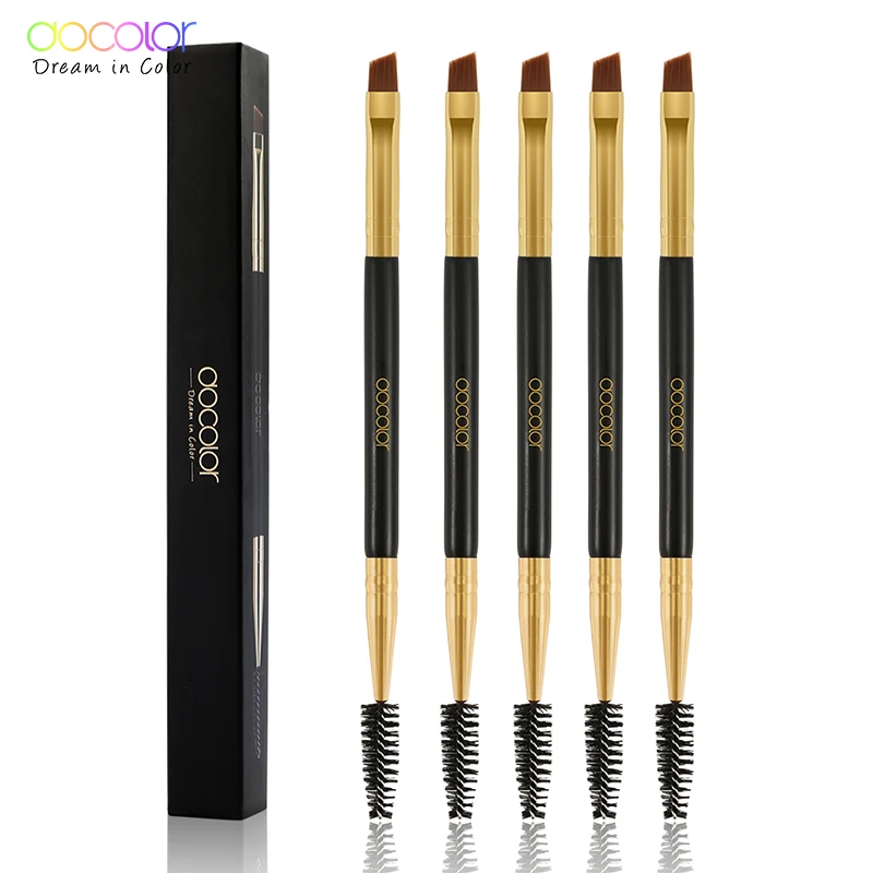 Docolor 5/10pcs White Black Professional Double headed Eyebrow Eyelash Makeup Brushes Thin hair Wholesale Angled Eye brow Brush