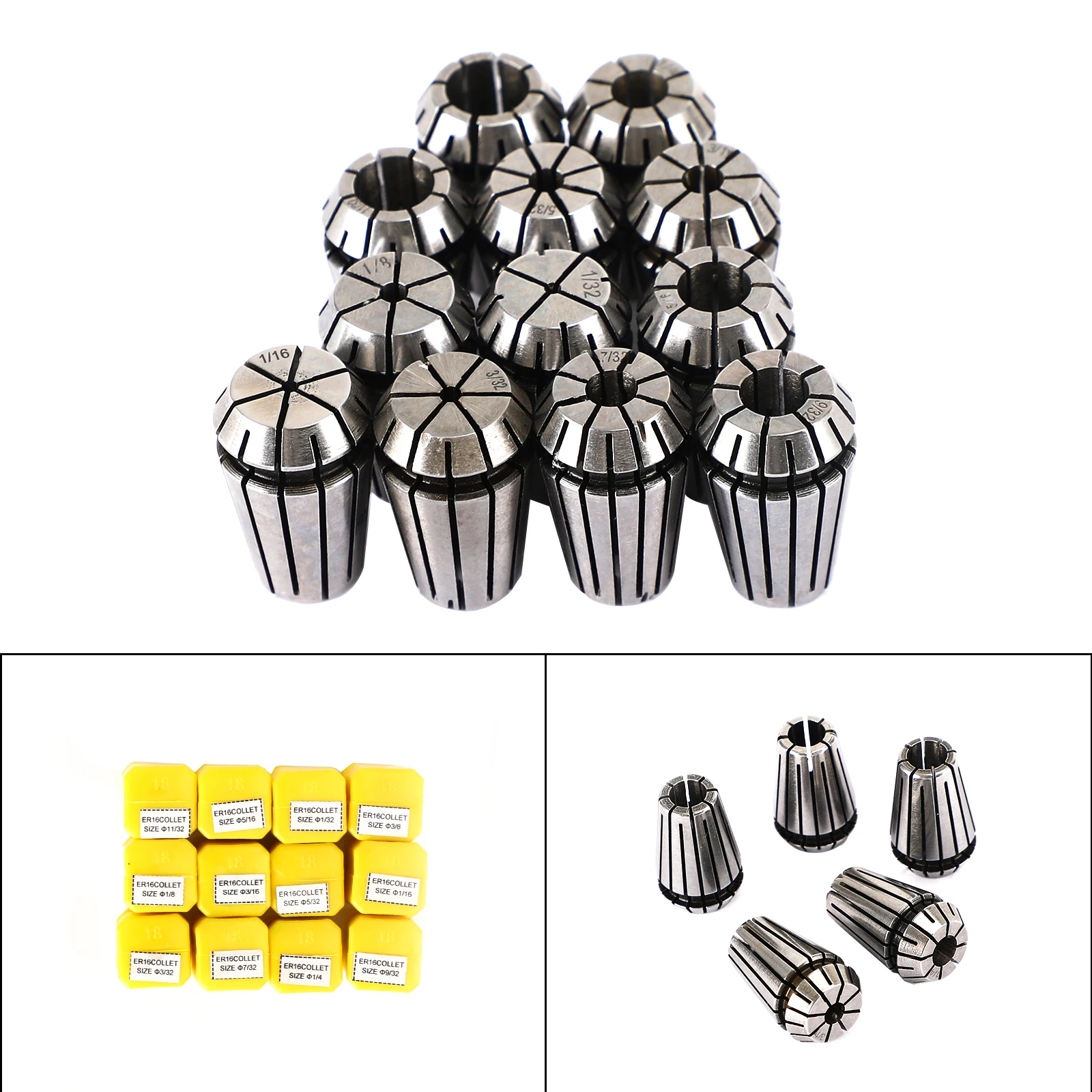 Artudatech 12Pcs ER16 pinza a molla 1/32 "-3/8" per fresatura di utensili per tornio a controllo numerico
