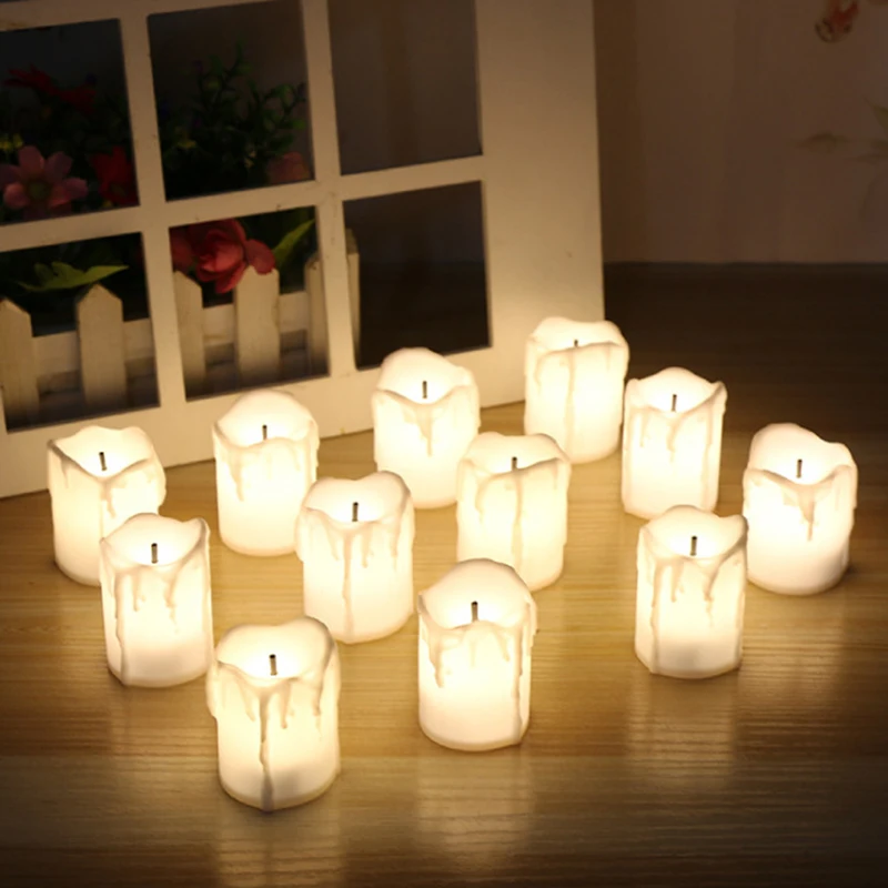 12Pcs/Box Warm White Flameless LED Tea Candles Light Battery Operated Holiday Wedding Christmas Party Home Decor Lamps