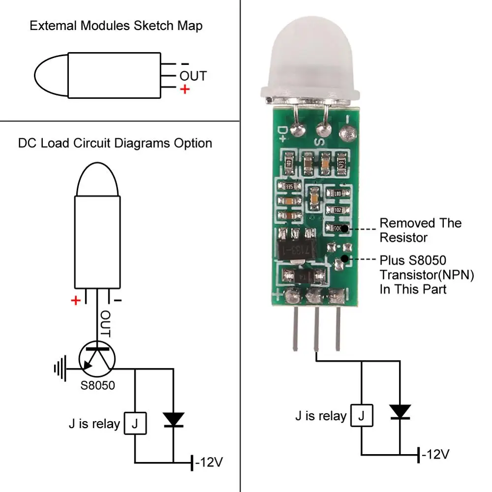 Sensor de movimiento humano HC-SR505, Mini módulo Detector infrarrojo PIR, medición Digital de alta potencia para Arduino, 6 unidades/l