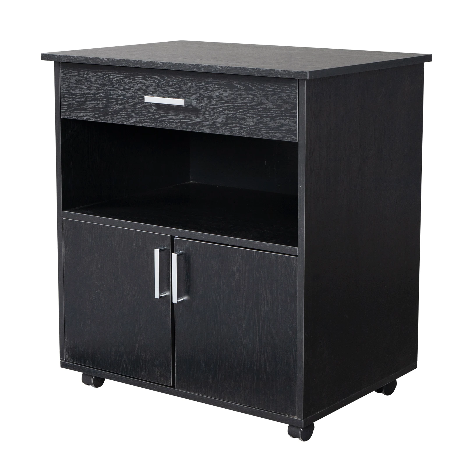 TOne Drawer One Layer Frame Double Doors MDF And PVC Wooden Filing Cabinet Black