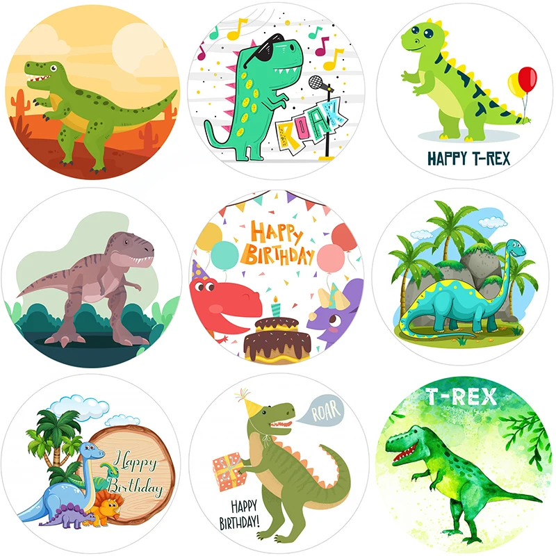 Dinosaur Party Stickers Birthday Party Decorations Happy Birthday Dinosaur Stick Labels Kids Party Gift Seal Sticker