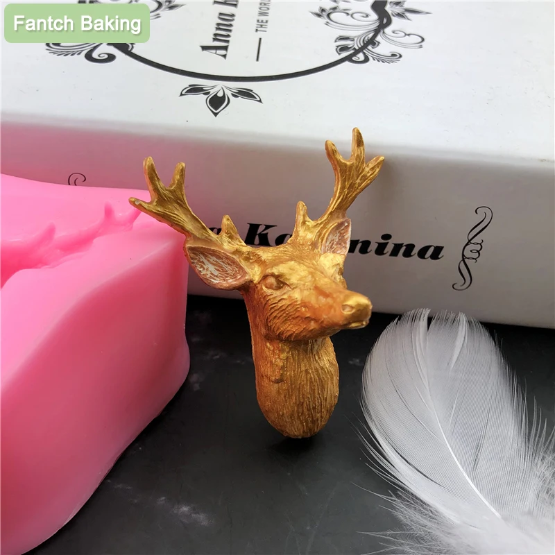 Diy Sugarcraft Christmas Head Deer Silicone Molds Fondant Cake Decorating Tools Chocolate Moulds Steam Oven Resin Art Available