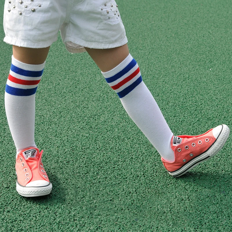 Kids Socks Cotton Boy Socks for Children Girls Knee High Socks Football Three Striped Old School Baby Long Tube Leg Warmer Boot