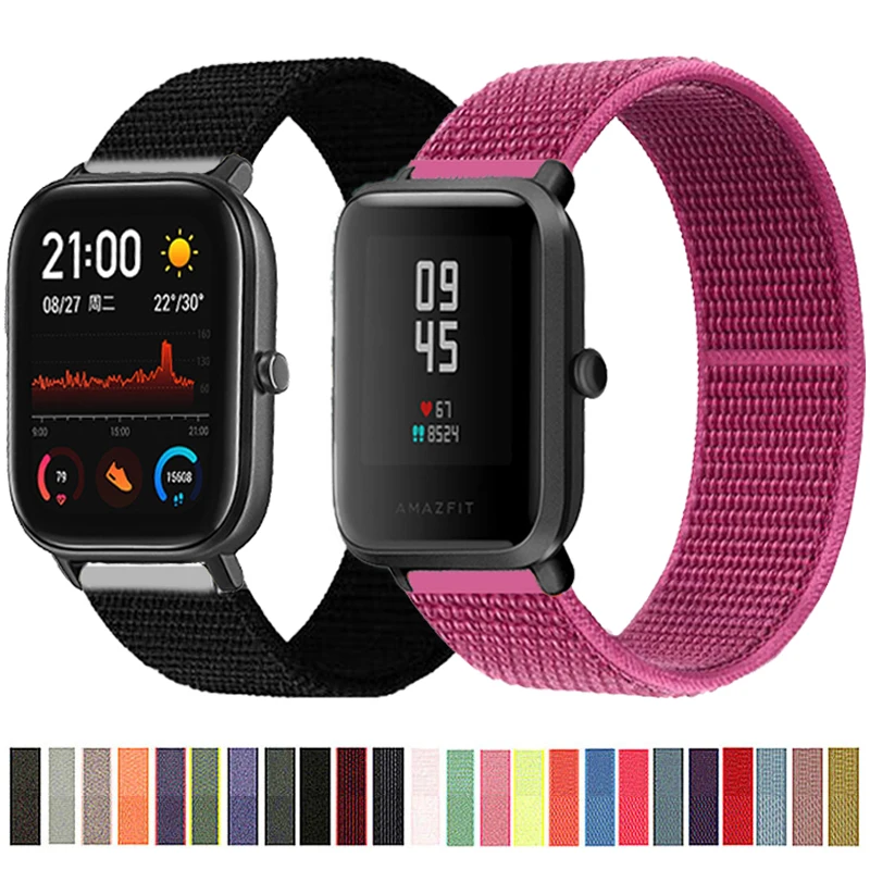20MM Nylon Strap For Xiaomi Huami Amazifit Bip S/Bip Lite U Pro Smart Watch Band Quick Release Bracelet For Amazifit GTS 2 Mini