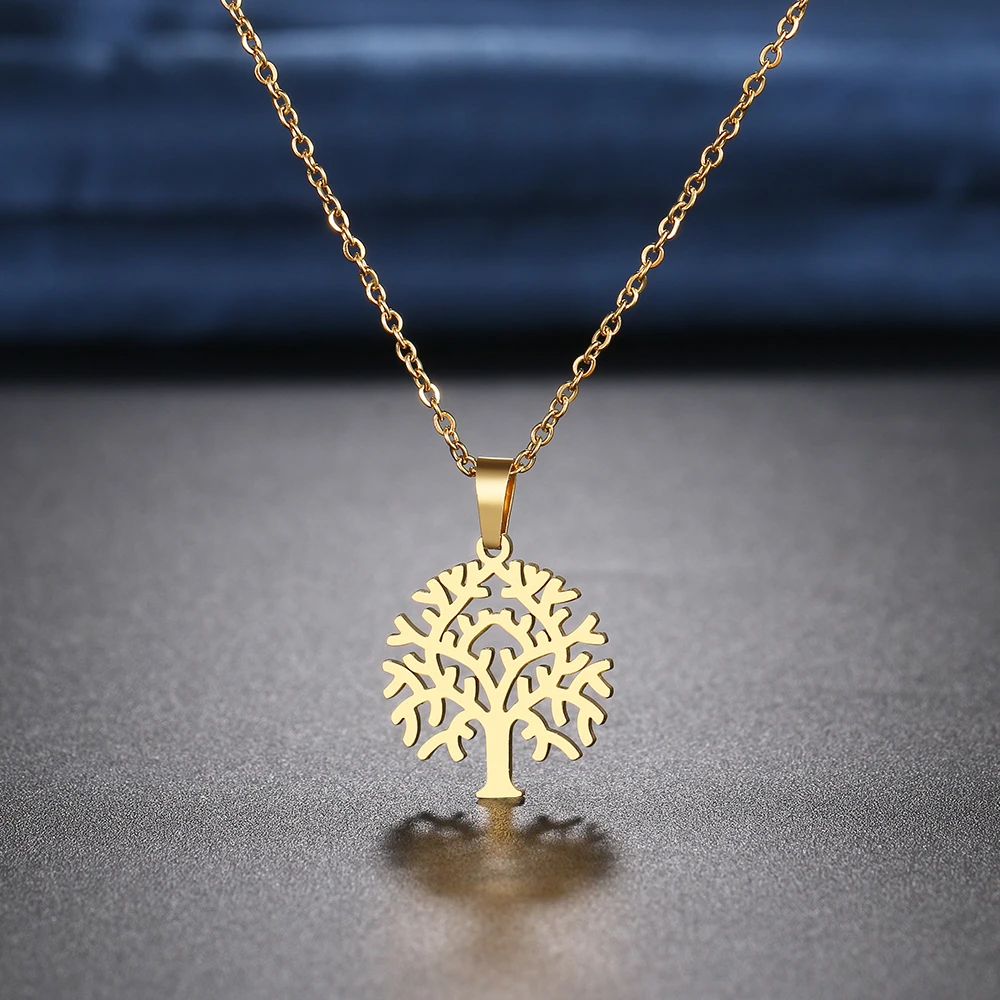 Stainless Steel Necklaces Lush Trees Plants Pendant Chain Collar Fashion Charm Necklace For Women Jewelry Party Friends Gifts