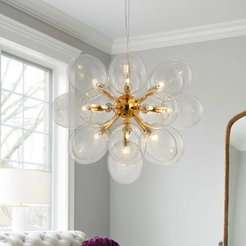 Diameter 62cm Post Modern 19 Light Dia62cm Led G4 Pendant Chandelier Dandelion Clear Plate Chrome / Gold Led Chandelier