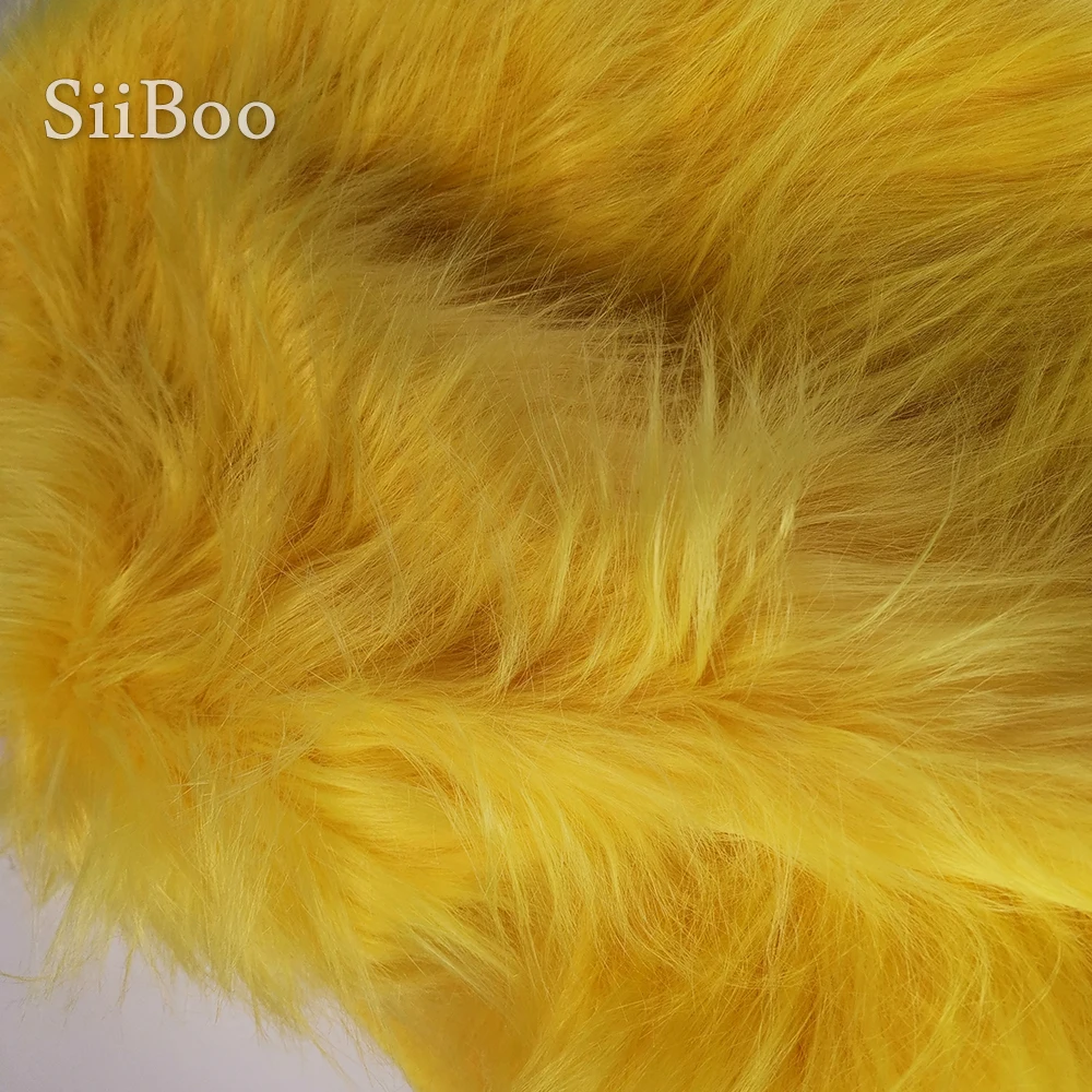 High quality 7cm long pile sky blue yellow plush faux fur fabric for upholstery photography DIY fourrure tela peluda SP6080