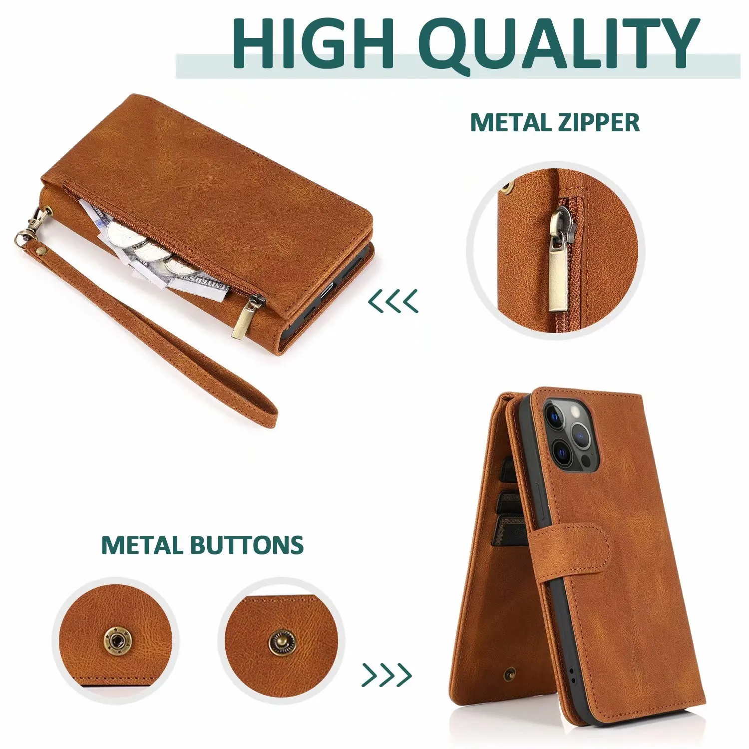 For Xiaomi Mi 11/Mi 11i/Mi 11 Lite/Mi 11 Ultra/Mi 11 Pro Ultra Thin Zipper Cover Wallet 8 Card Magnetic Flip Leather Case