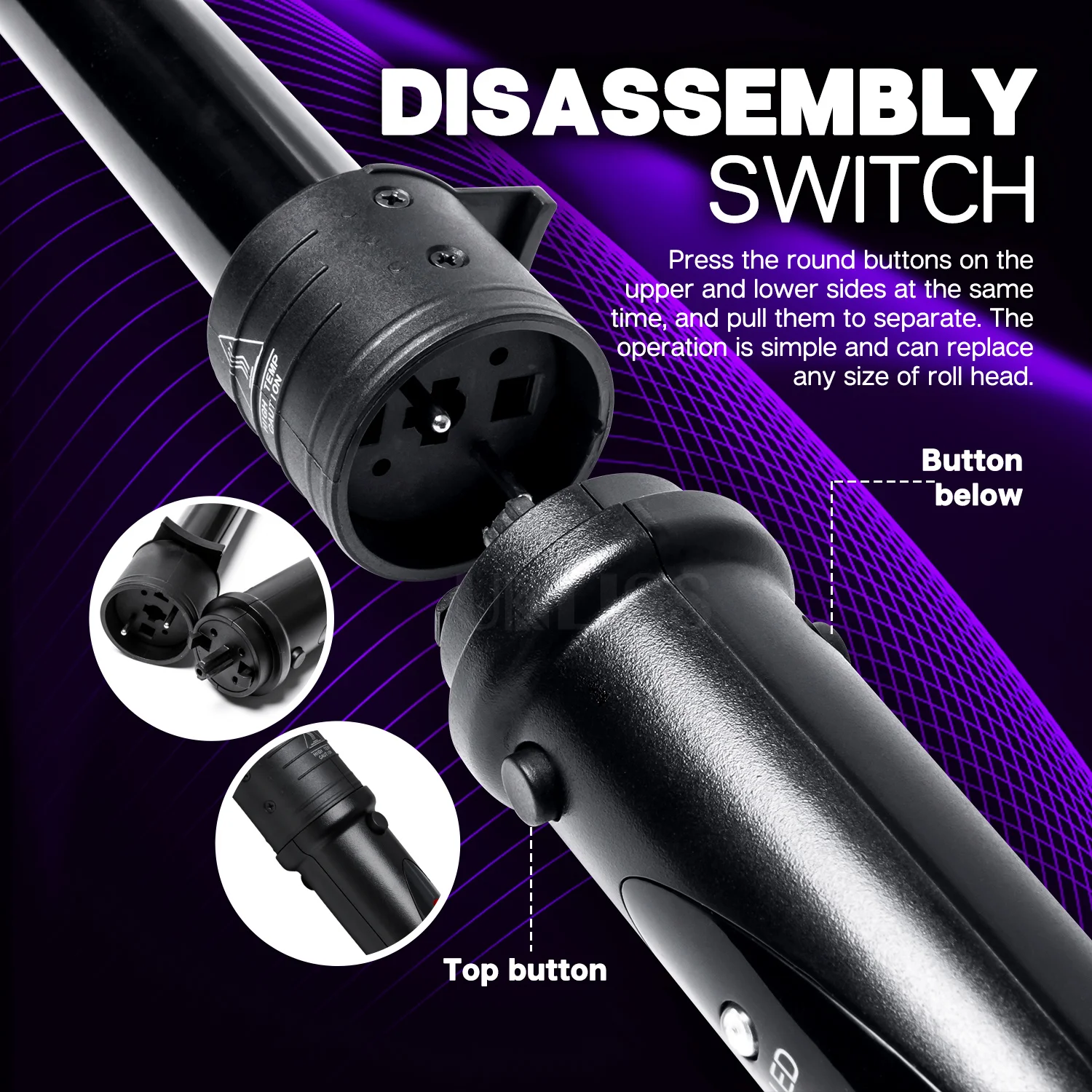 Juego de varitas de hierro rizador 5 en 1, con barriles de cerámica intercambiables, LCD y ajuste de temperatura, rizador de pelo