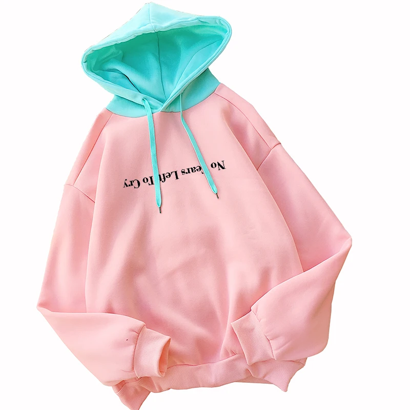 

Women's y2k Hooded Sweatshirts Ariana Grande NO TEARS LEFT TO CRY Hit Color Splicing Loose Casual Harajuku Hoodies Woman Clothes