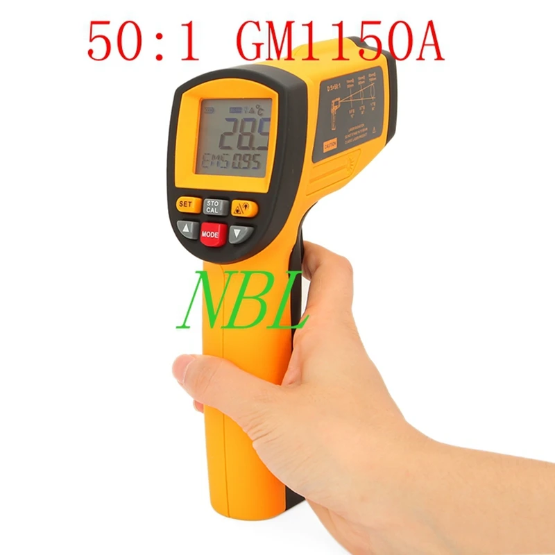 

50:1 Professional Infrared Thermometer -18degree ~ 1150degree (0F -2102F) Industrial Pyrometer 0.1~1EM Adjust Temperature Meter