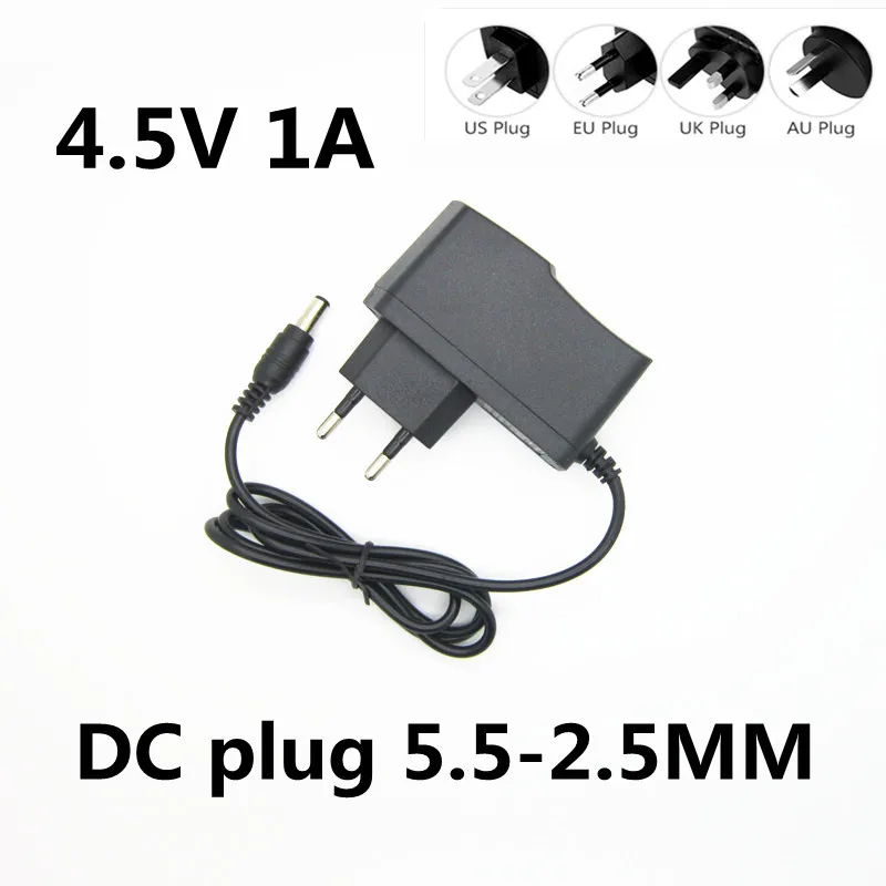 1 sztuk wysokiej jakości AC 110v-240v 4.5 V 1A 1000mA zasilacz 4.5 V Volt LED 4.5V1A zasilacz DC 5.5*2.5 ~ 2.1 MM