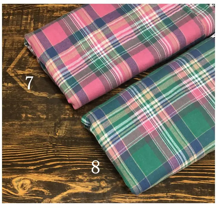 Scotland Plaid Fabric Red, Yellow And Blue Plaid Peach Cotton Fabric Shirt Skirt Handmade DIY Fabric/1M