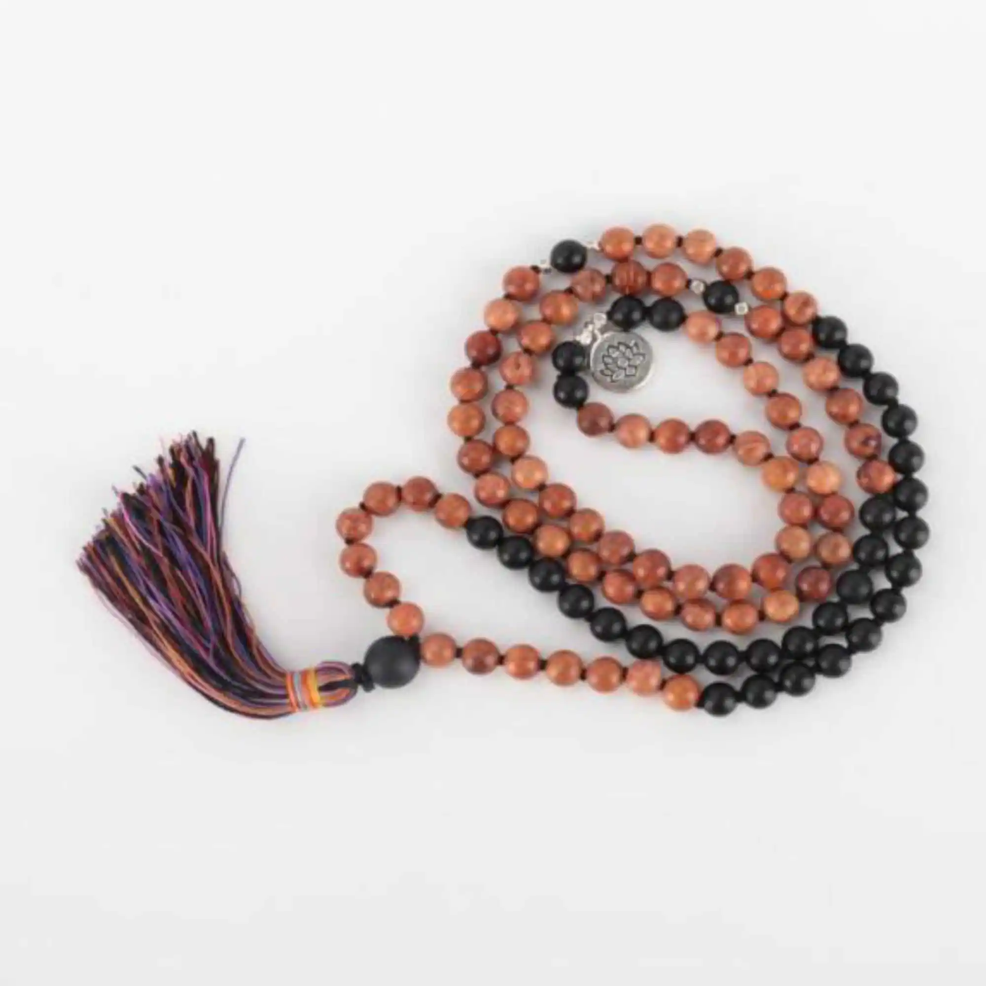 

6mm 108 knot black agate sandalwood bead silver necklace Restore Inspiration Bohemia Healing Fancy Mental Colorful Gift Bless