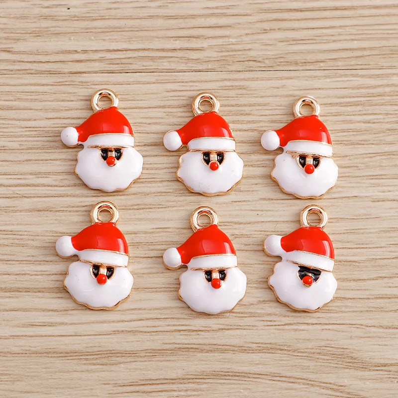 10 stücke Mix Emaille Weihnachten Charms für Schmuck Machen Santa Claus Baum Handschuhe Charms Anhänger für DIY Halsketten Ohrringe Geschenke – Detail 14