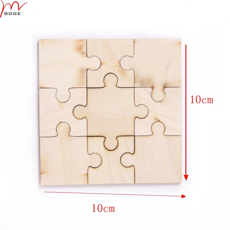 Set of 20pcs unfinished puzzle blanks wood game wooden puzzle 10*10cm