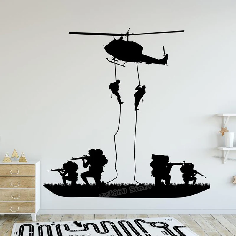 Soldier War Wall Sticker Military War Wall Decal Boys Wall Decor Vinyl Letter Kids Room Decoration Sticker War Tank Decal B786