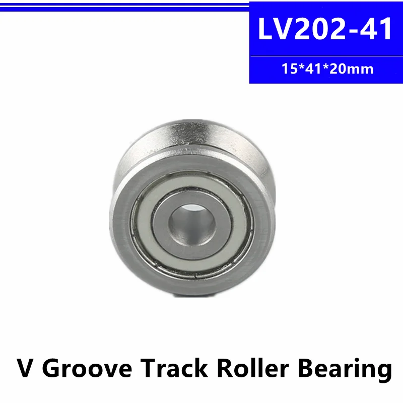 

10pcs LV202-41 ZZ 15*41*20mm V Groove Track Guide Wheel Roller Bearing Pulley LV202-41ZZ 15x41x20mm