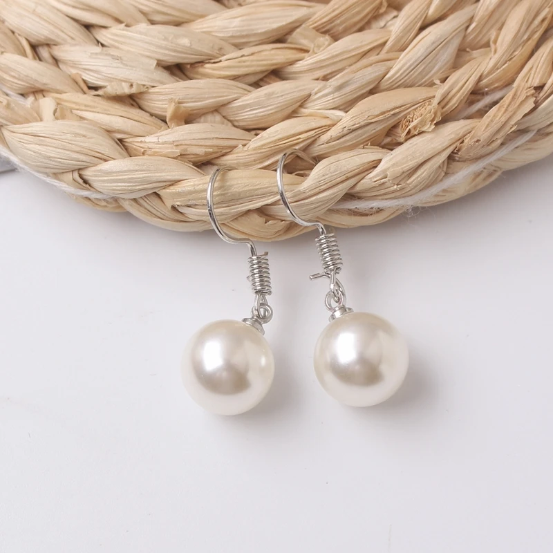 Simple White Imitation Pearls Ball Hook Earrings Eardrops Bridal Wedding Party Jewelry Wholesale Aretes de mujer серьги женские