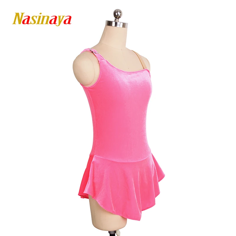 Figure Skating Costume Dress Ice Skating Skirt for Girl Women Kids Sleeveless Customized Competition Pink Velvet Solid Colors