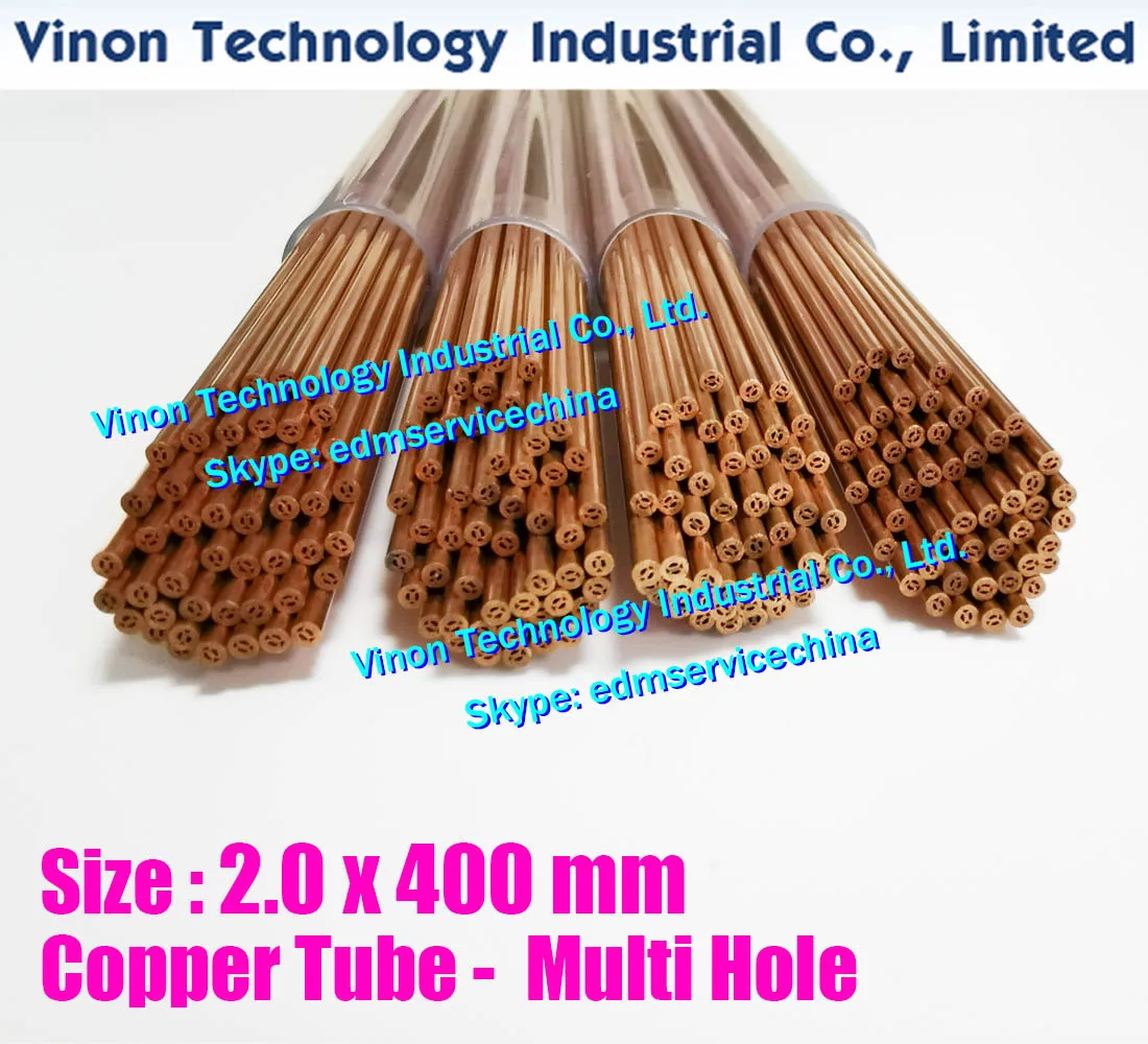 (50PCS/LOT) 2.0x400mm Copper Tube Multihole, Copper EDM Tubing Electrode MultiChannel Dia. 2.0mm Length 400mm for Superdrill EDM