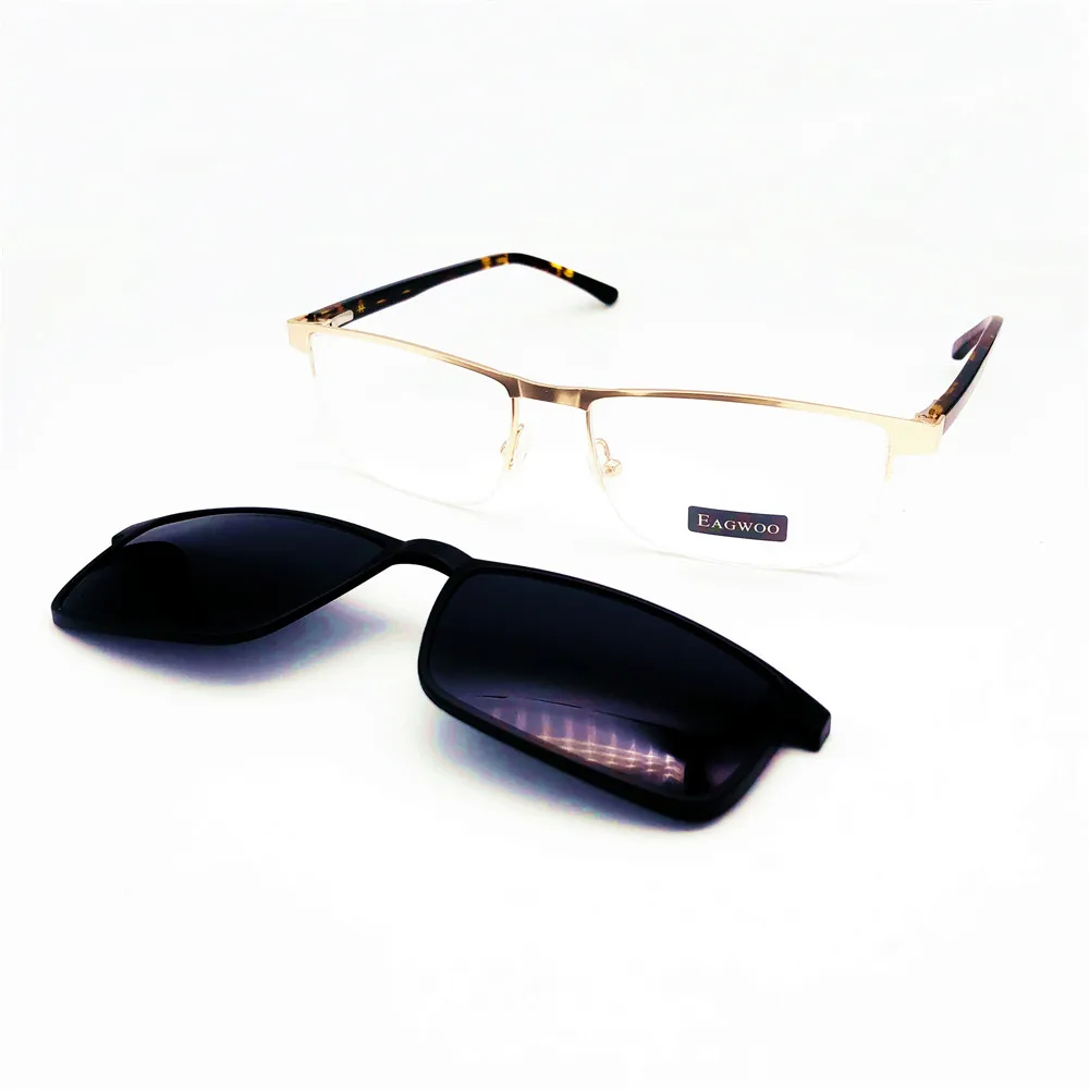 Magnet Men Eyeglasses Half  Rim Metal Optical Frame Prescription Spectacle Myopia Business Eye Glasses Sunglasses 60mm Wide Face