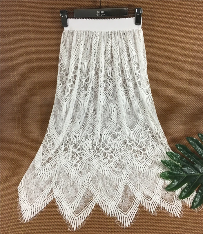Women Sexy Mesh Lace Sheer Transparent Long Tulle Skirt Ladies Elastic High Waist Black White  Midi Skirt Overskirt Petticoat