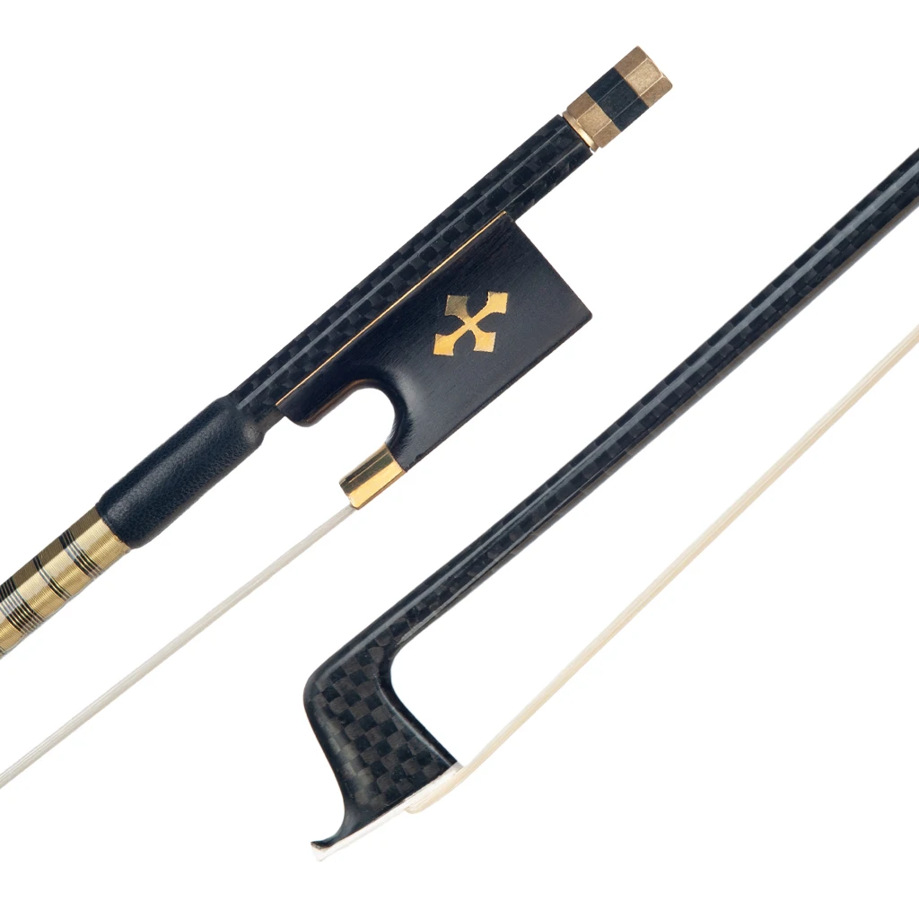 

Advanced Carbon Fiber Violin Bow Grid Carbon Fiber Stick 4/4 Violin Bow Round Stick Sheep Skin Grip White Mongolia Horsehair