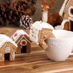 Casa de Natal Gingerbread Biscuit Cutter Set, Molde do biscoito, Molde Fondant, Decoração do bolo do Natal, Ferramenta de cozimento DIY, 3pcs