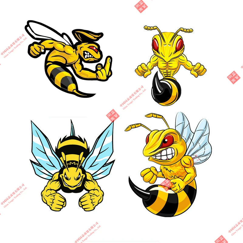 High Quality Cartoon Strong Angry Bee Bumblebee Helmet Sticker Waterproof Sticker for Car Racing Car Laptop Helmet