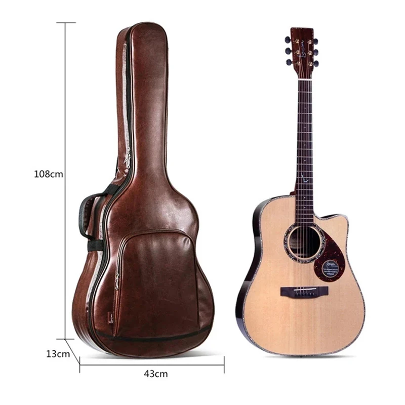 40/41 Inch PU Guitar Case Acoustic Folk Guitar Gig Bag Cover With Shoulder Straps Waterproof Guitar Bag Backpack Brown K020