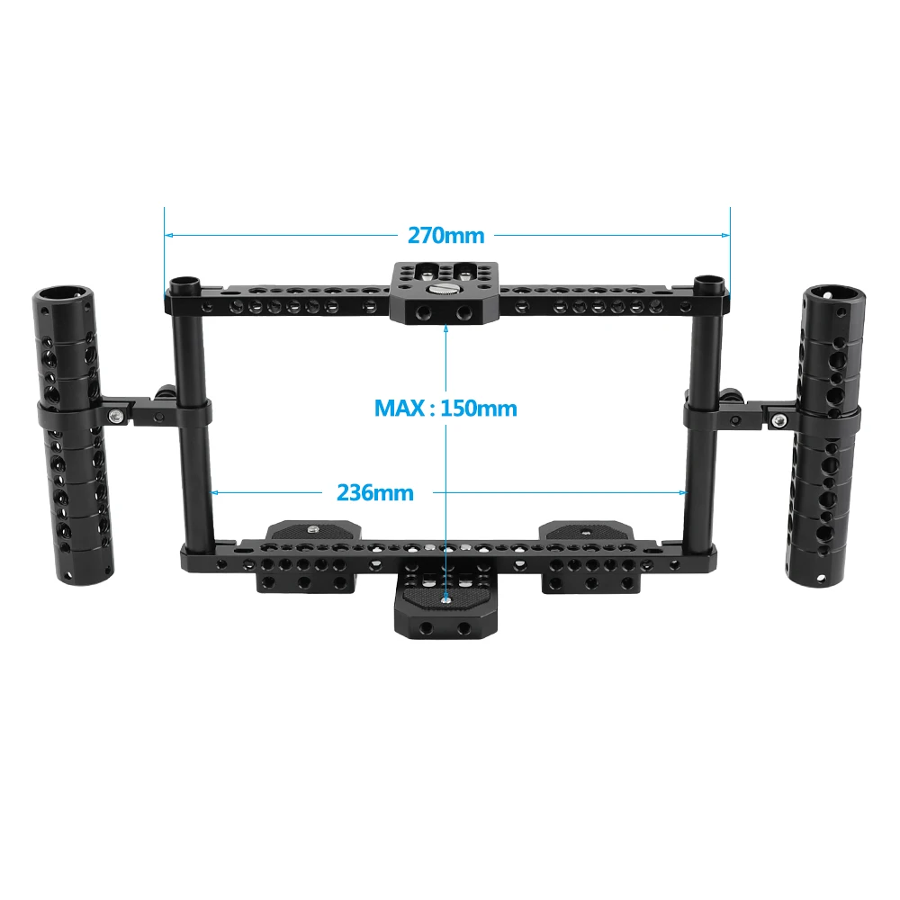 HDRiG On Camera Monitor Cage Rig With Adjustable Aluminum Cheese Handle & Cheese Bar & 15mm Rod  For 5 inch 7 inch Monitor