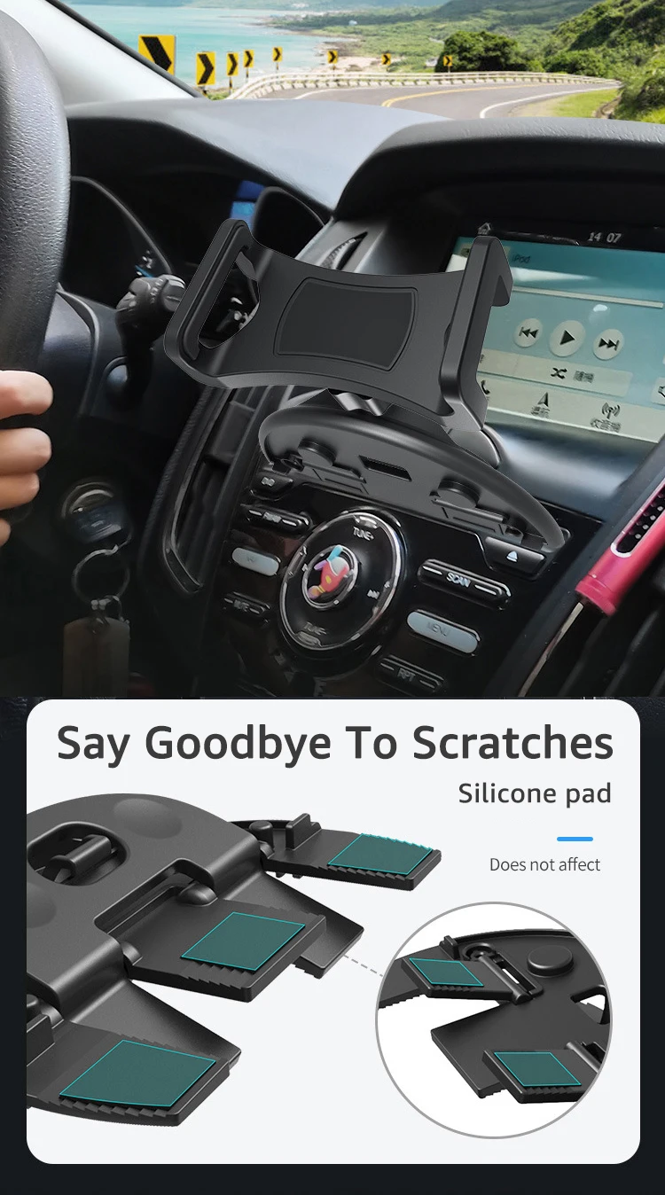 Uniwersalny uchwyt samochodowy na telefon komórkowy do gniazda CD, stojak, mocowanie GPS do iPhone 17 16 Pro Max Xiaomi Samsung Huawei — zdjęcie produktu 6