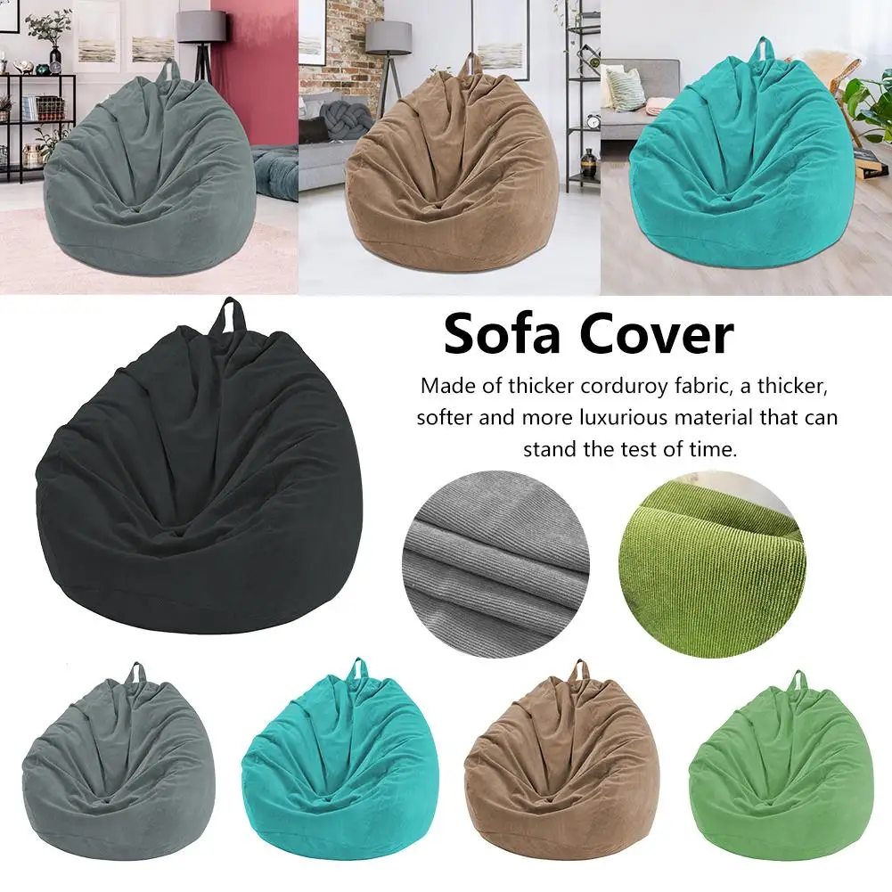 Lazy BeanBag Sofas Cover Chairs without Filler Soft Removable Corduroy Lounger Seat Bean Bag Pouf Puff Couch Tatami Living Room