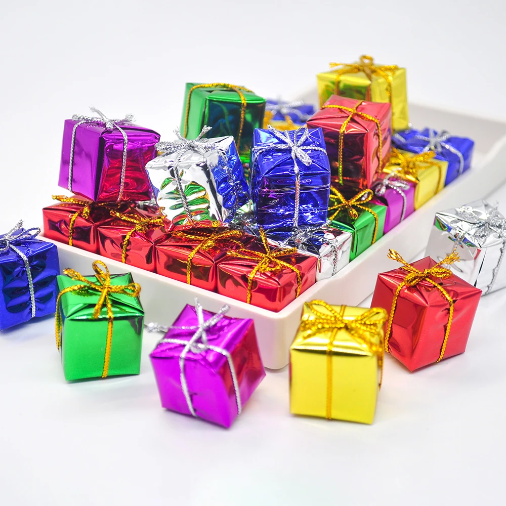 

12Pcs Christmas Tree Pendant Small Gift Box Decoration Children Gift Wedding Candy Gift Bag Party Home Decoration Navidad