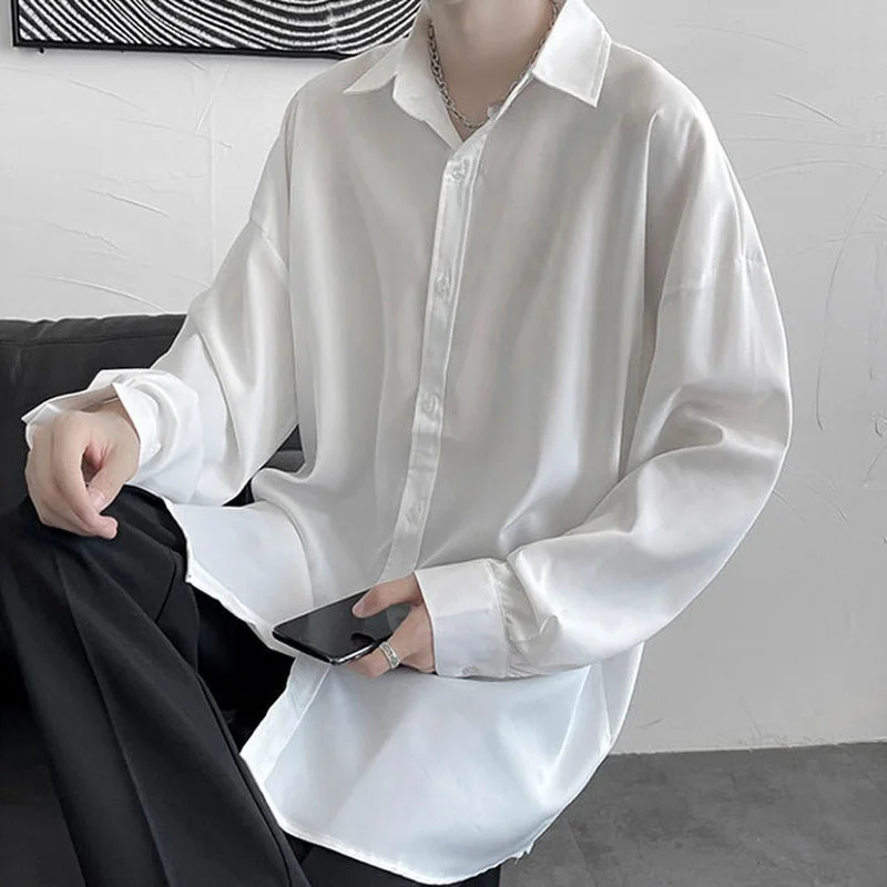 Summer Solid Shirt Men Long Sleeve High Quality Business White Shirts Man Luxury Breathable Masculina Clothes Classic Button Top