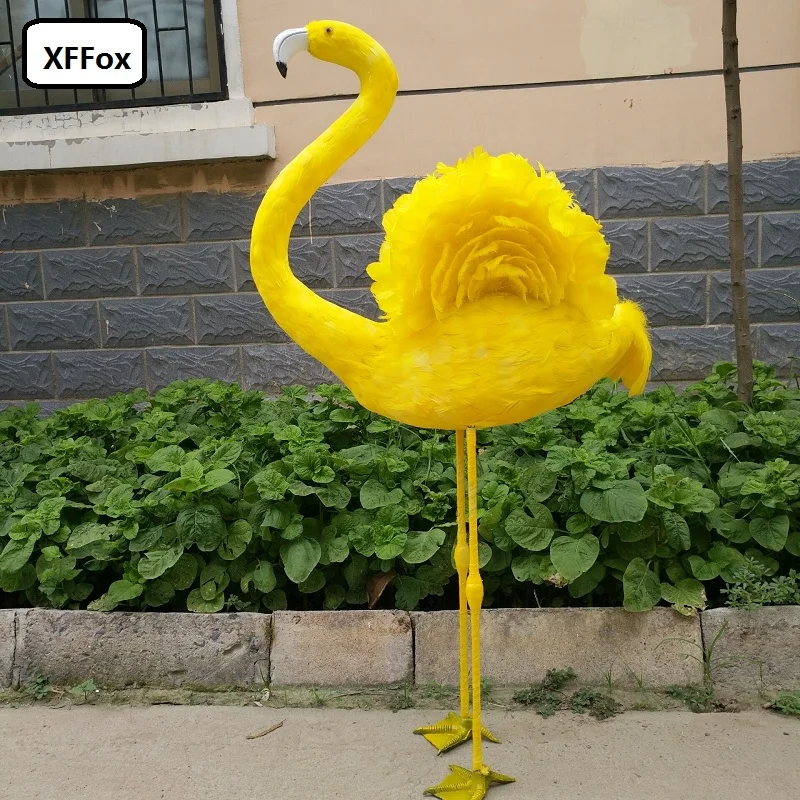 big real life yellow Flamingo model foam&feather simulation wings Flamingo gift about 110cm xf2482