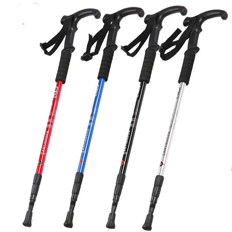 Mountaineering rod aluminum alloy ultra light telescopic outdoor hand crutches camping stick Walk hiking trekking ski poles