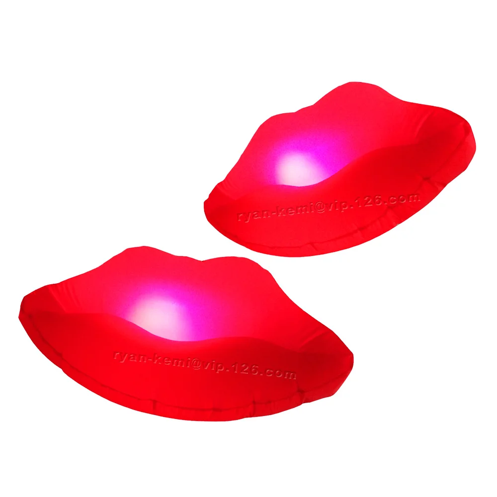 LED lighted 1.2m wide hanging red inflatable lips shape balloon for pub wedding party decoration Valentine's theme