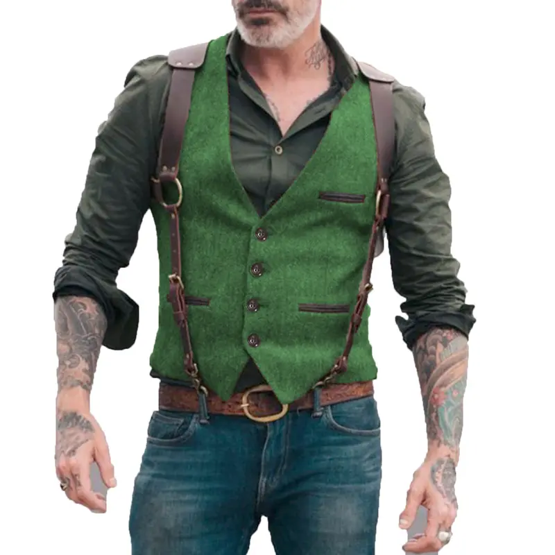 Men's Suit Vest Herringbone V Neck Business Formal Dress Waistcoat for Wedding Suit or Tuxedo - Image 10