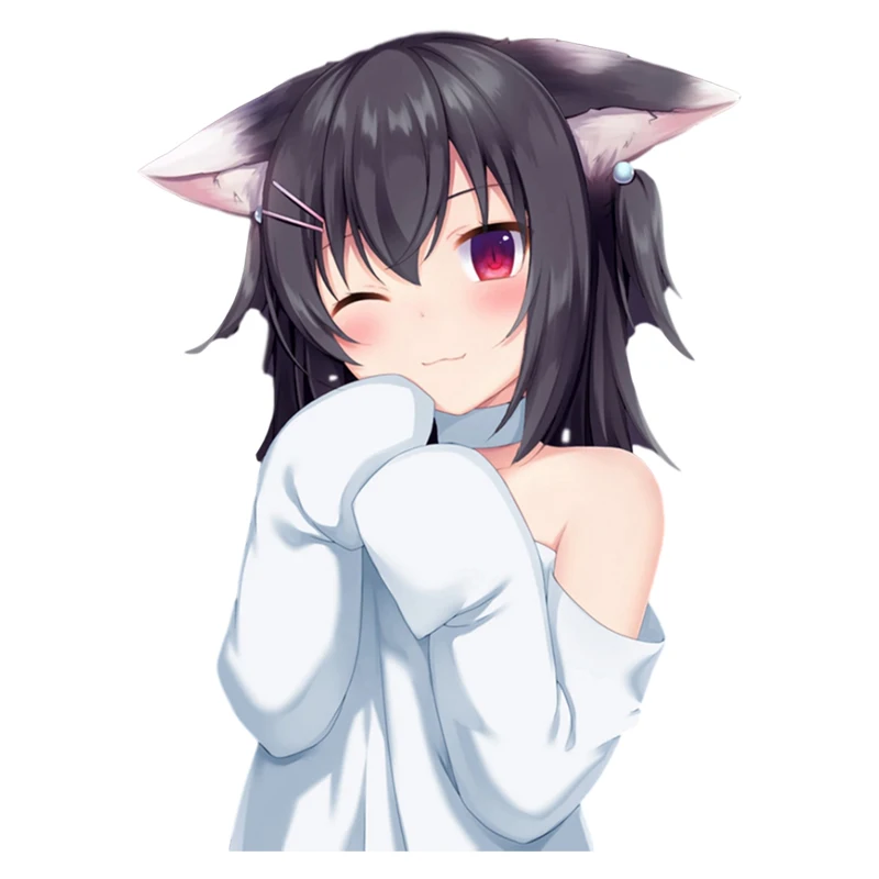 Drei Ratels QC39 Kawaii maid als nette katze ohr vinyl japanischen anime aufkleber für badezimmer laptop dekoration